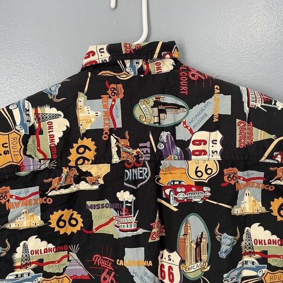 High Seas Trading Shirt Large Americana Route‎ 66 All Over Hawaiian Aloha USA - Picture 8 of 10
